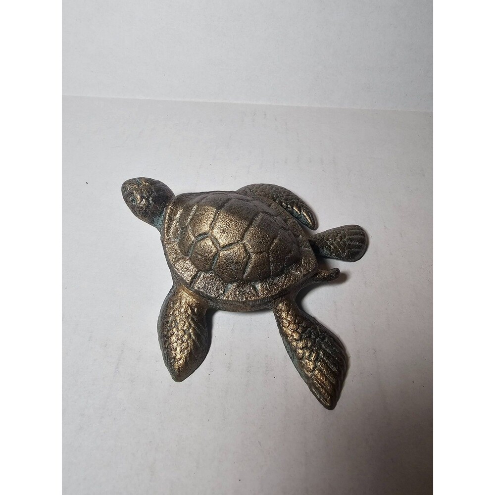Cast Iron Sea Turtle Hide A Key Trinket Box Small 3 Inch
